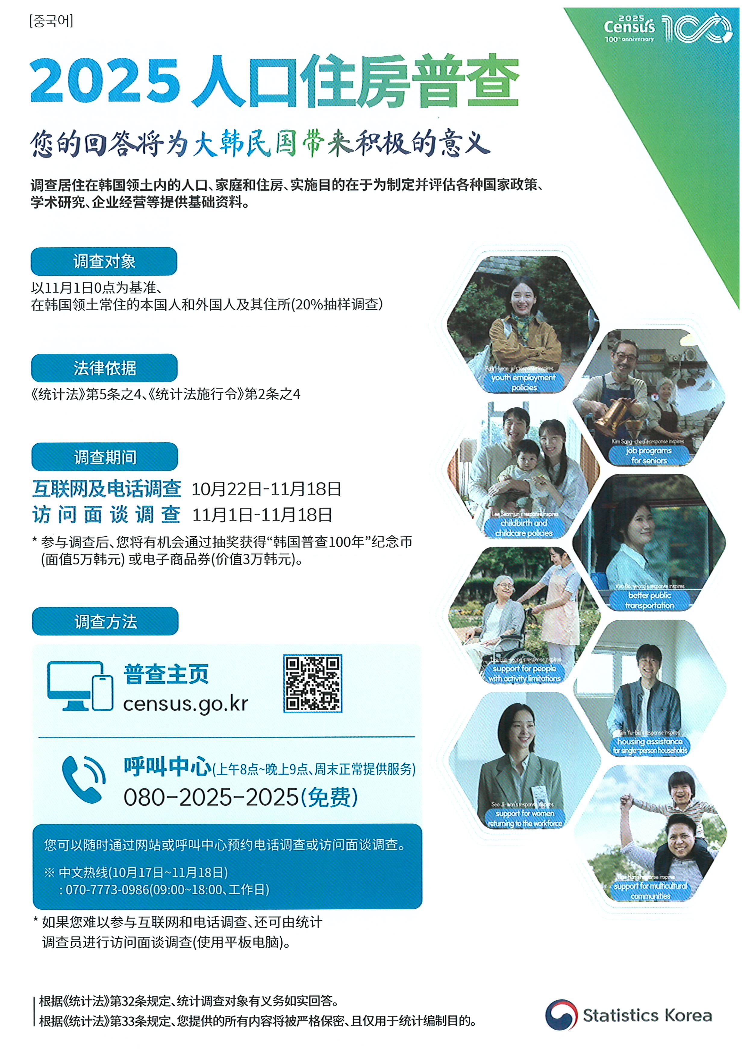 2025 인구주택총조사 실시 알림/Notice of the 2025 Population and Housing Census/2025年人口住房普查通知