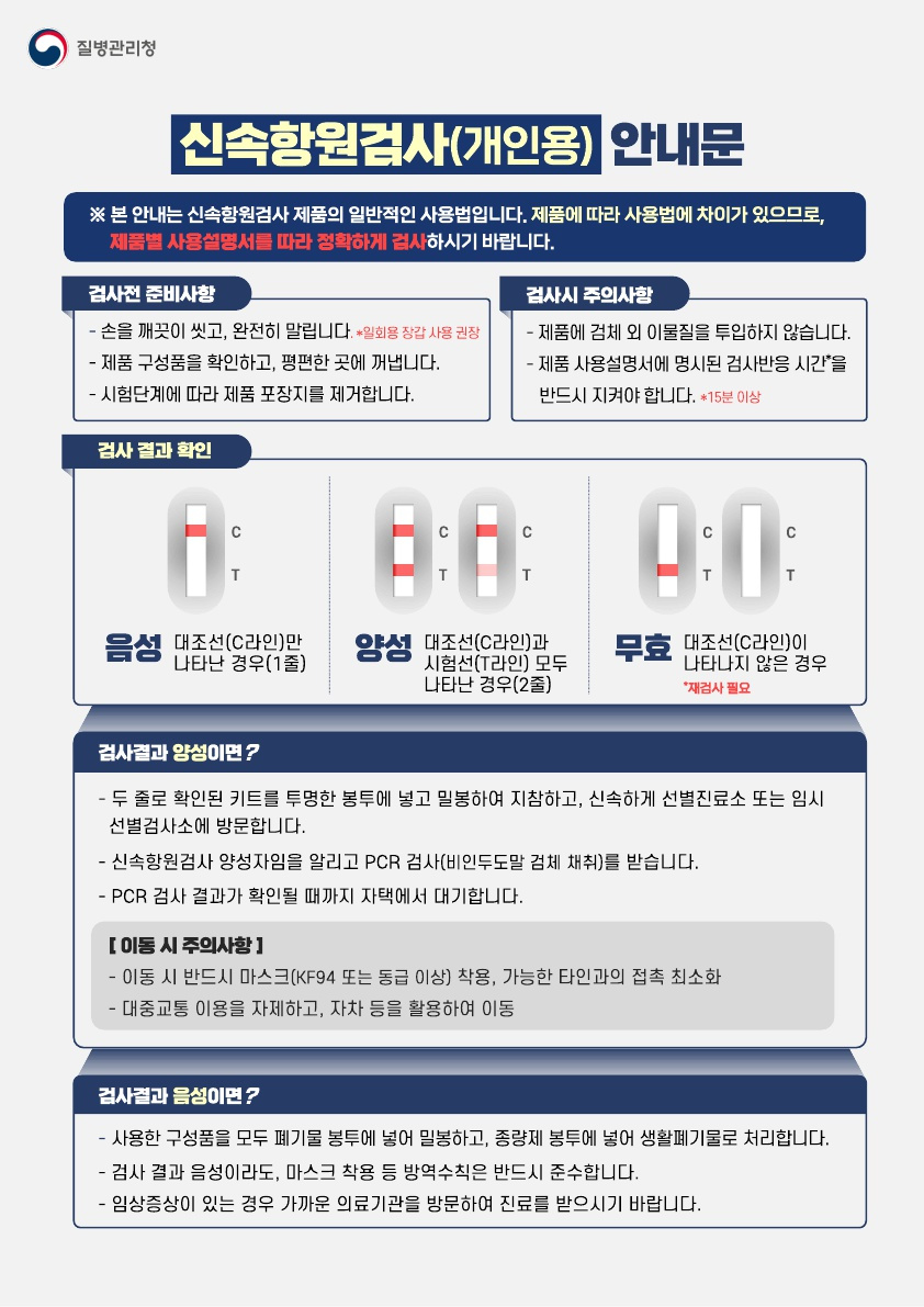 코로나19 검사 이렇게 해주세요(신속항원검사방법, 제주호흡기 진료 지정의료기관 현황)