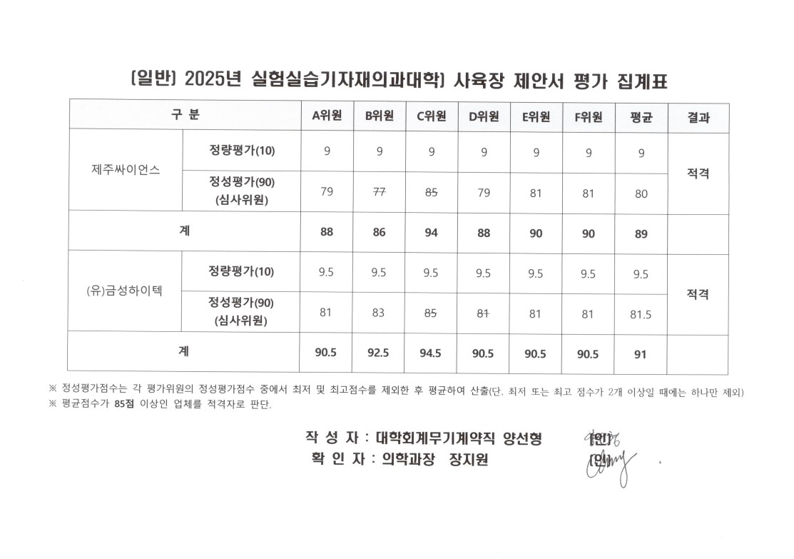 (일반) 2025년 실험실습기자재(의과대학) 사육장 구매